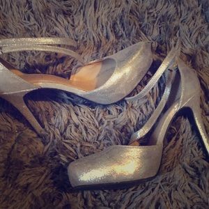 Worn once silver heels